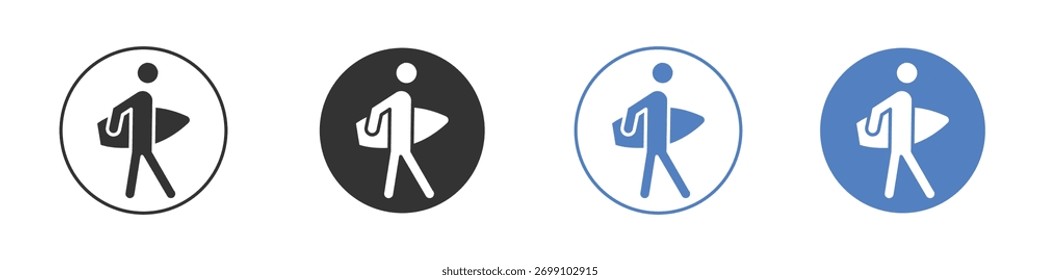 Vetor de ícone de surfista. Design de ilustração do modelo de logotipo