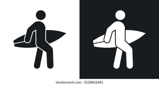 Surfer icons. solid style vector
