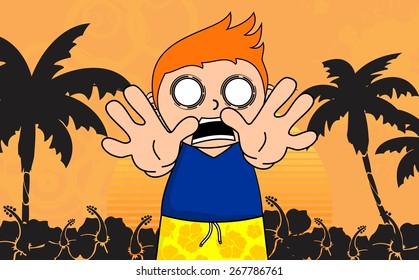 surfer kid cartoon expression background in vector format very easy to edit