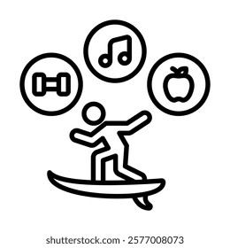 Surfer Lifestyle icon line vector illustration