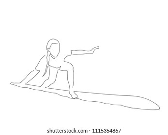 Surfer line drawing, vector illustration design. Outdoor sports collection.