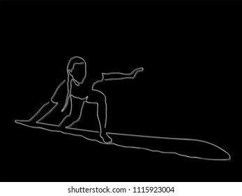 Surfer line drawing, vector illustration design. Outdoor sports collection.