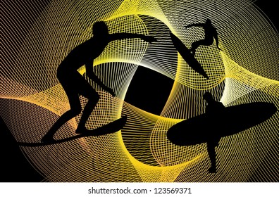 surfer line vector art