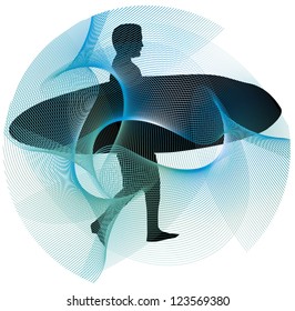 surfer line vector art