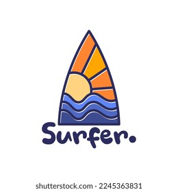 surfer logo brand  fun line art minimalist ,tshirt print