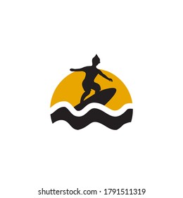 Surfer logo icon design vector template