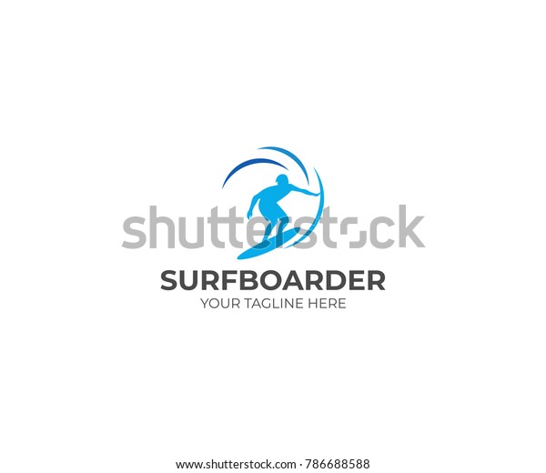 サーファーロゴテンプレート サーフボーダーのベクター画像デザイン サーフィンのイラスト のベクター画像素材 ロイヤリティフリー