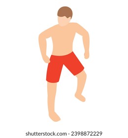 Surfer man icon isometric vector. Faceless standing athlete man in beachwear. Summer sport, hobby, active recreation