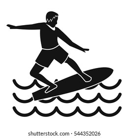 Surfer man icon. Simple illustration of surfer vector icon for web
