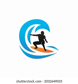 Surfer man logo template design