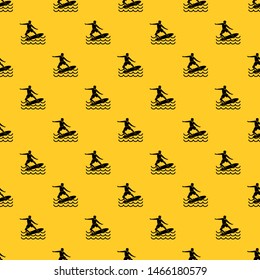 Surfer man pattern seamless vector repeat geometric yellow for any design