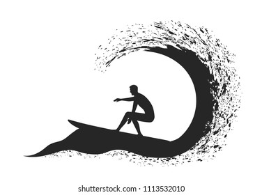 Surfer in motion on the ocean wave.