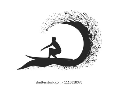 Surfer in motion on the ocean wave.