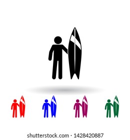 surfer multi color icon. Elements of beach holidays set. Simple icon for websites, web design, mobile app, info graphics
