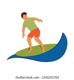 surfer and ocean waves, vector icon 