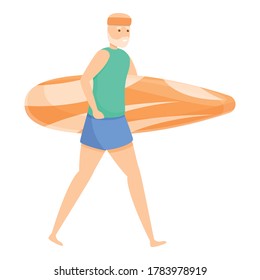 Surfer old man icon. Cartoon of surfer old man vector icon for web design isolated on white background