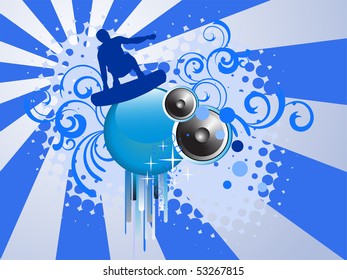 surfer on abstract background - vector