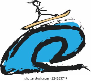 Surfer on blue ocean wave