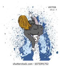 surfer on the board and big wave. vector illustration.