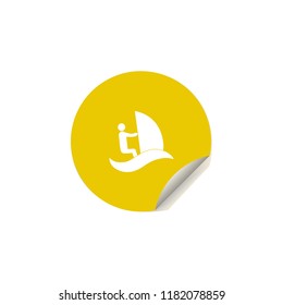 surfer on the board icon in sticker style. One of summer pleasure collection icon can be used for UI, UX