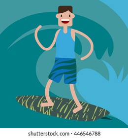 Surfer on a board illustration