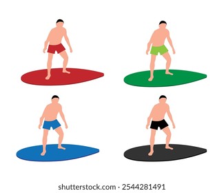 Surfer on the Board Isolated on White. People, sports and water summer activities vector art