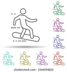 Surfer on the board multi color icon. Simple thin line, outline vector of speed icons for ui and ux, website or mobile application