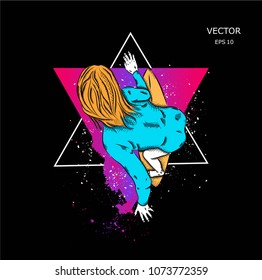 surfer on the board in the triangle. vector illustration.