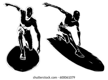 Surfer On Board Vector 01