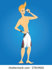 Surfer on the phone