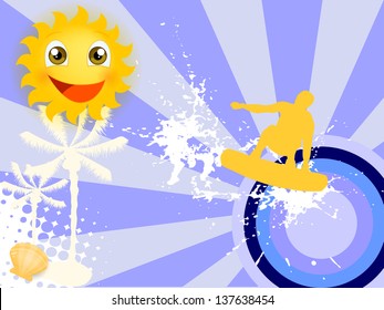 Surfer on summer background - vector