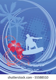 surfer on summer background - vector