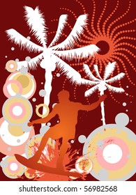 surfer on summer background - vector