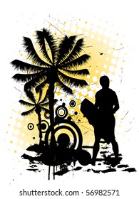 surfer on summer background - vector