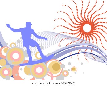 surfer on summer background - vector