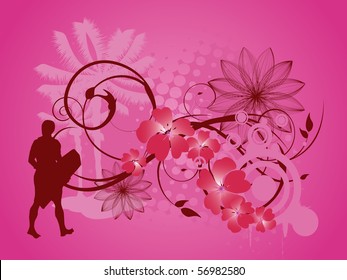 surfer on summer background - vector