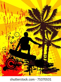 surfer on summer background - vector
