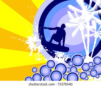 surfer on summer background - vector