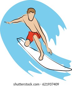 Surfer on surf board