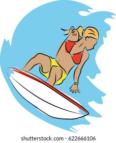 Surfer on surf board