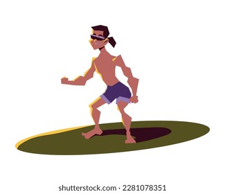 surfer on surfboard icon isolated