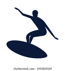 surfer on surfboard silhouette icon
