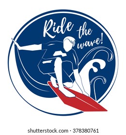 Surfer on surfboarding. Ride the wave. Extreme sports. 