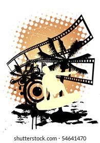 surfer on vintage background - vector
