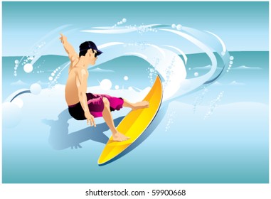 Surfer on Wave