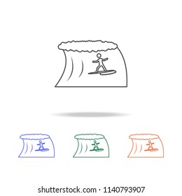 surfer on the wave line icon. Elements of journey in multi colored icons. Premium quality graphic design icon. Simple icon for websites, web design, mobile app, info graphics
