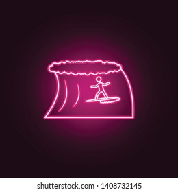 surfer on the wave neon icon. Elements of turizm set. Simple icon for websites, web design, mobile app, info graphics