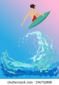 surfer on the wave. vector