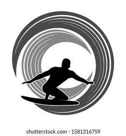 surfer on the wave vector illustration