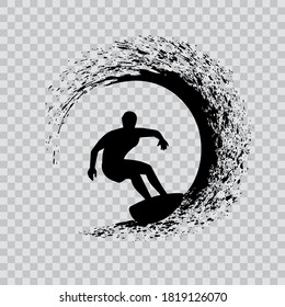 surfer on the wave vector illustration
